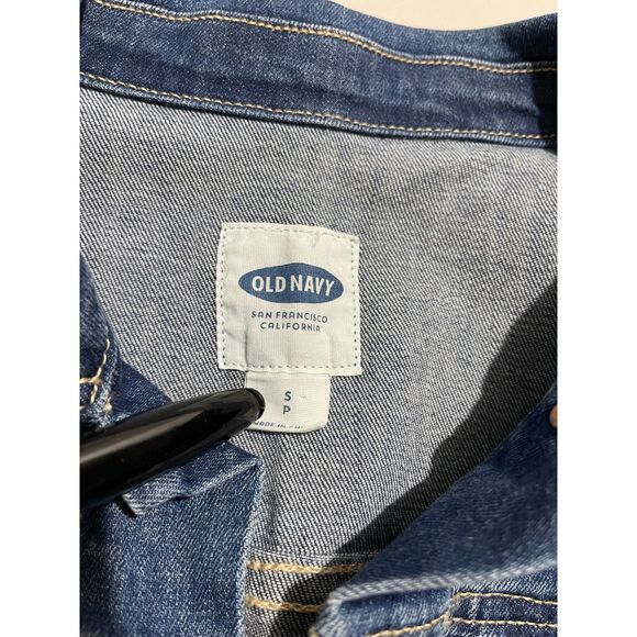Old Navy denim jacket medium wash casual byker blue women S - Picture 3 of 4